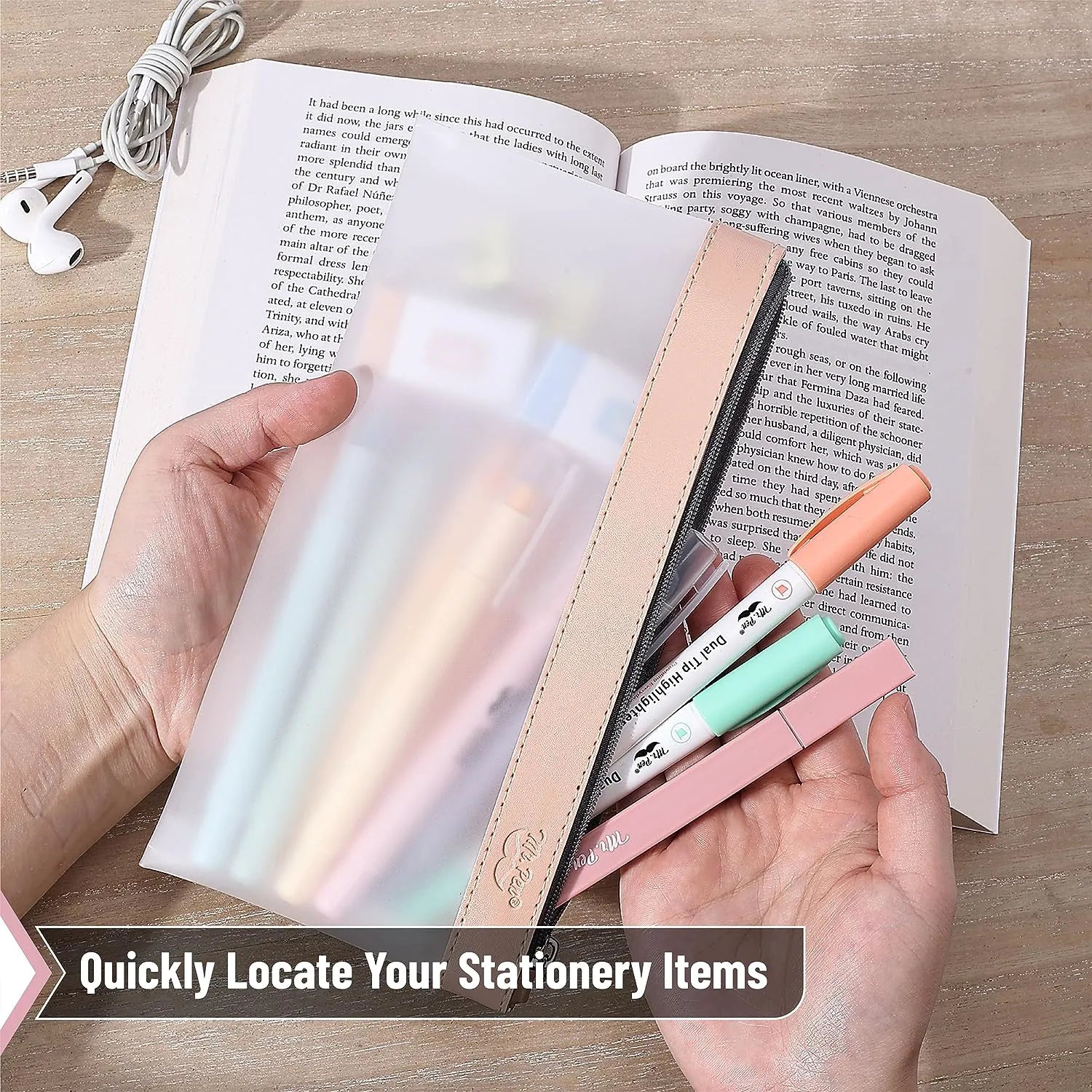 Clear Pencil Pouches (3-Pack) - Transparent TPU Zipper Bags for School, Travel & Makeup