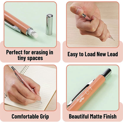 Pastel Boho Mechanical Pencils 6-Pack with 0.5mm & 0.7mm Refills