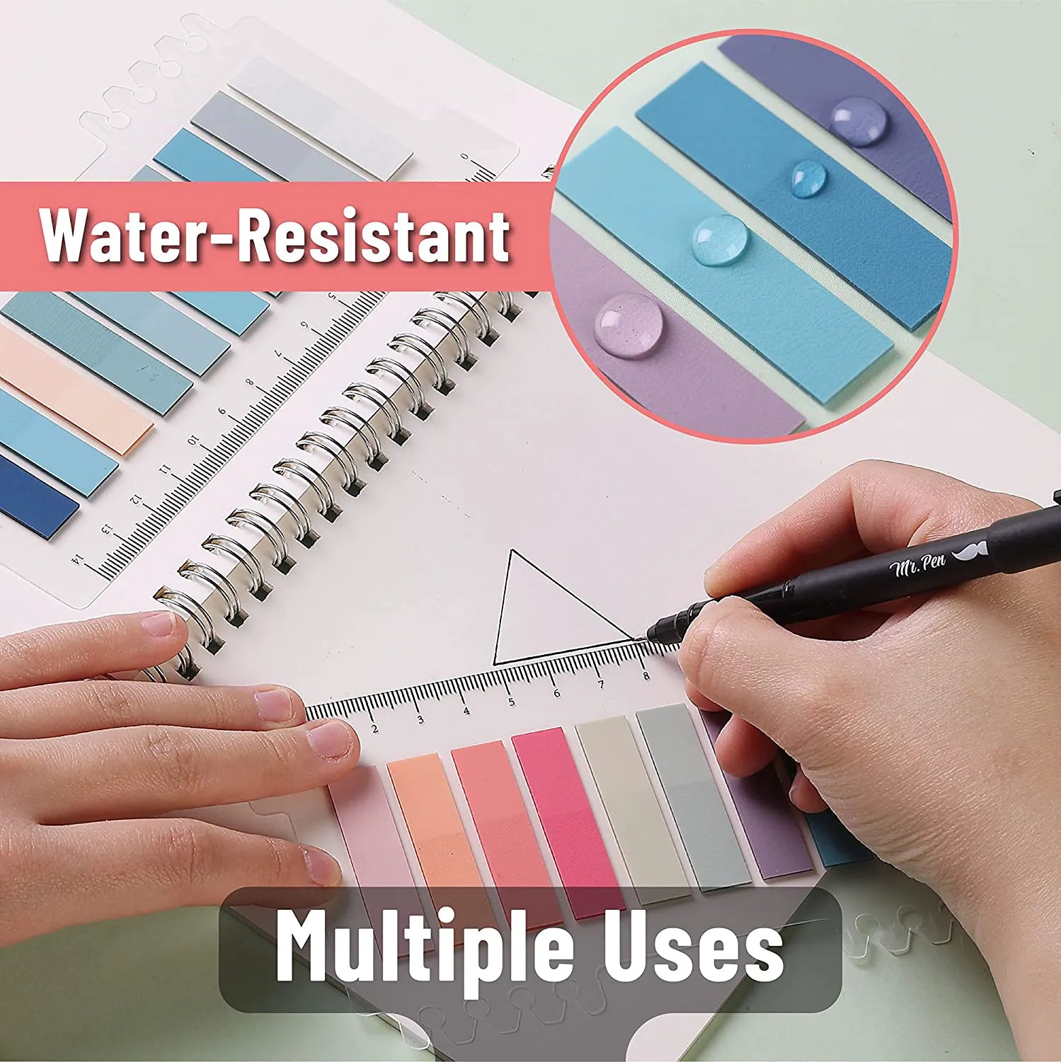 Sticky Tabs 1600 Pcs, Transparent Colorful Index Tabs, Page Markers, Book Tabs for Notes & Organizing