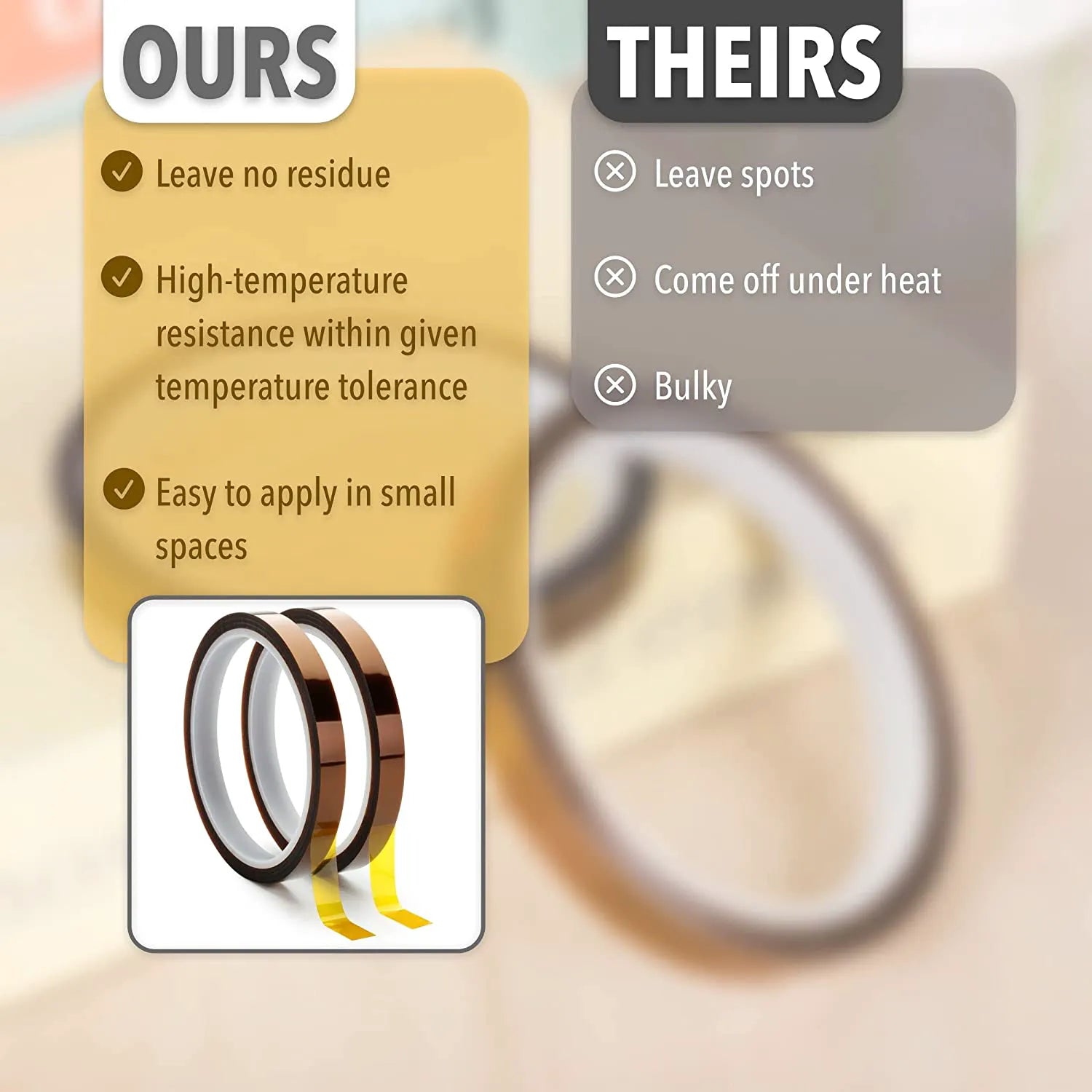 Heat Resistant Tape 10mm x 33m (2 Rolls) for Heat Press Sublimation