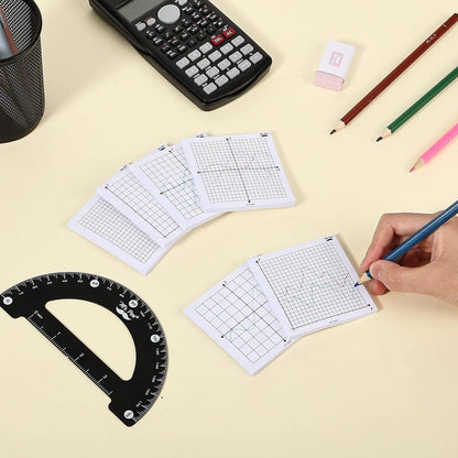 Graph Paper Sticky Notes 3x3 Inches, 6 Pads, White, 6 Designs, 300 Sheets Total