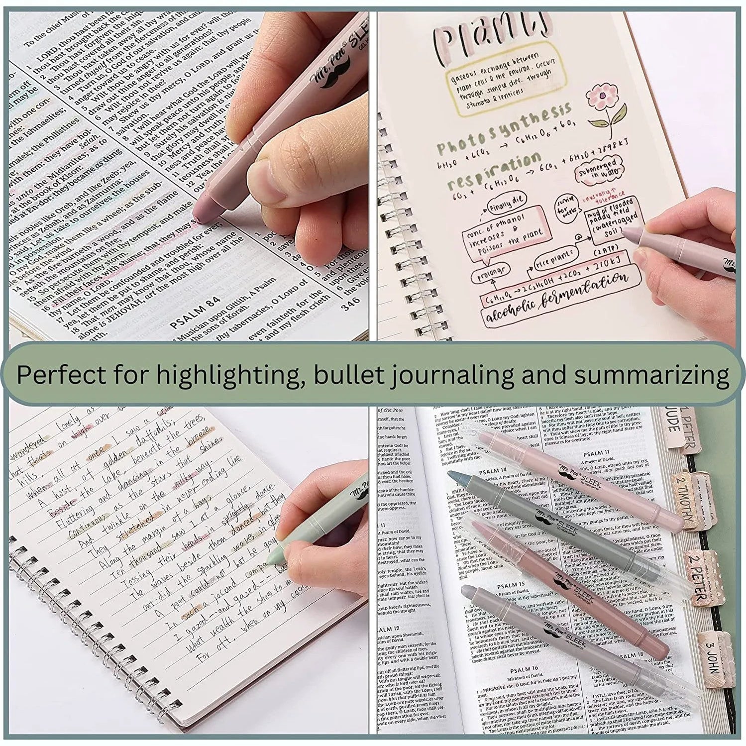 Gel Highlighters, 8 Pack, No-Bleed, Twist-Up Design, Sharpenable Tips, Smooth Glide, Perfect for Bible Pages