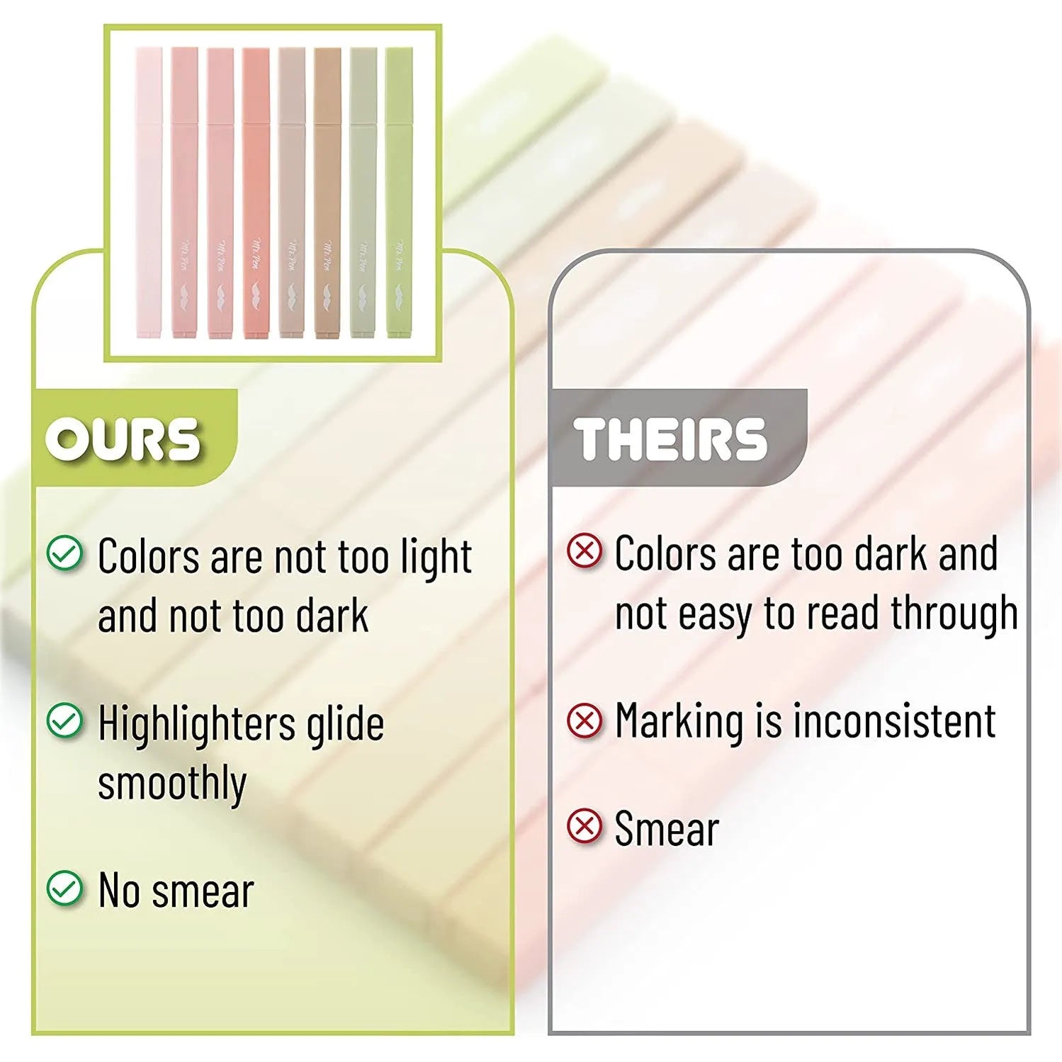 Boho Aesthetic Highlighters (8-Pack) with No-Bleed Ink & Chisel Tip