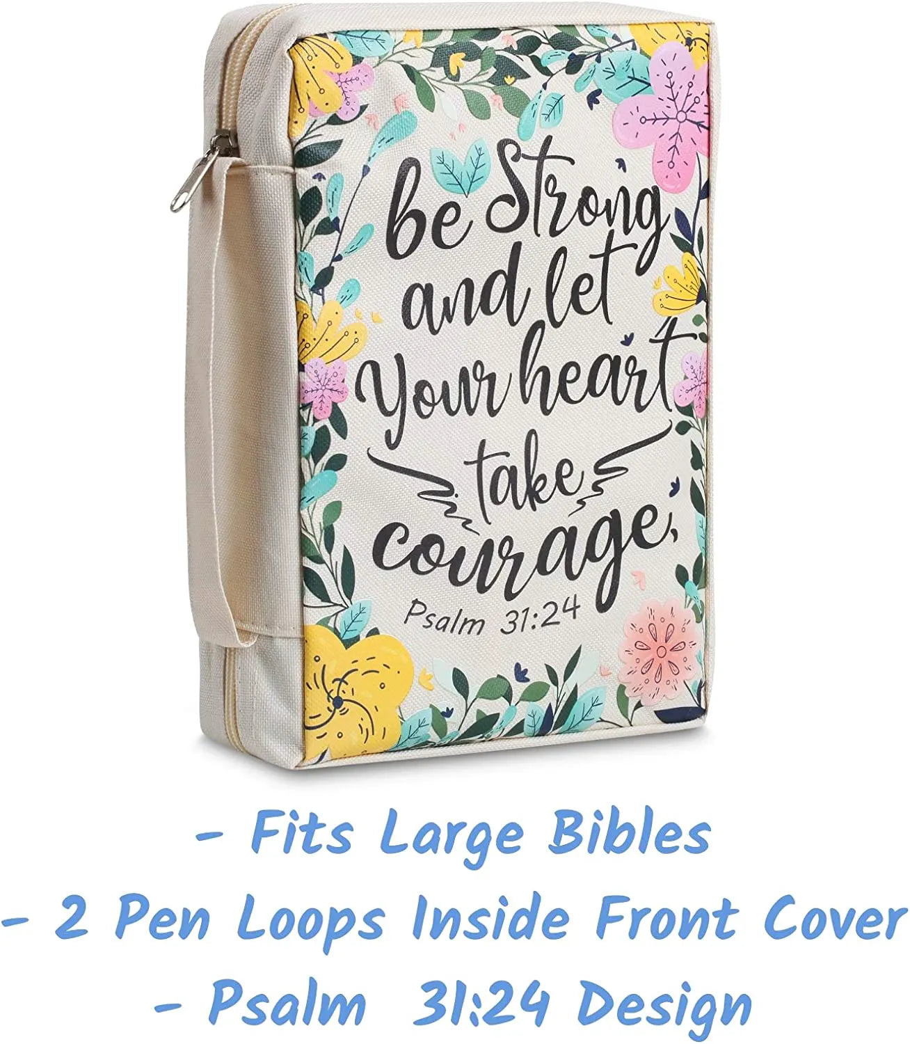 Bible Cover & Case for Women – Durable Canvas Bible Bag with Handle, Fits Standard Study Bibles