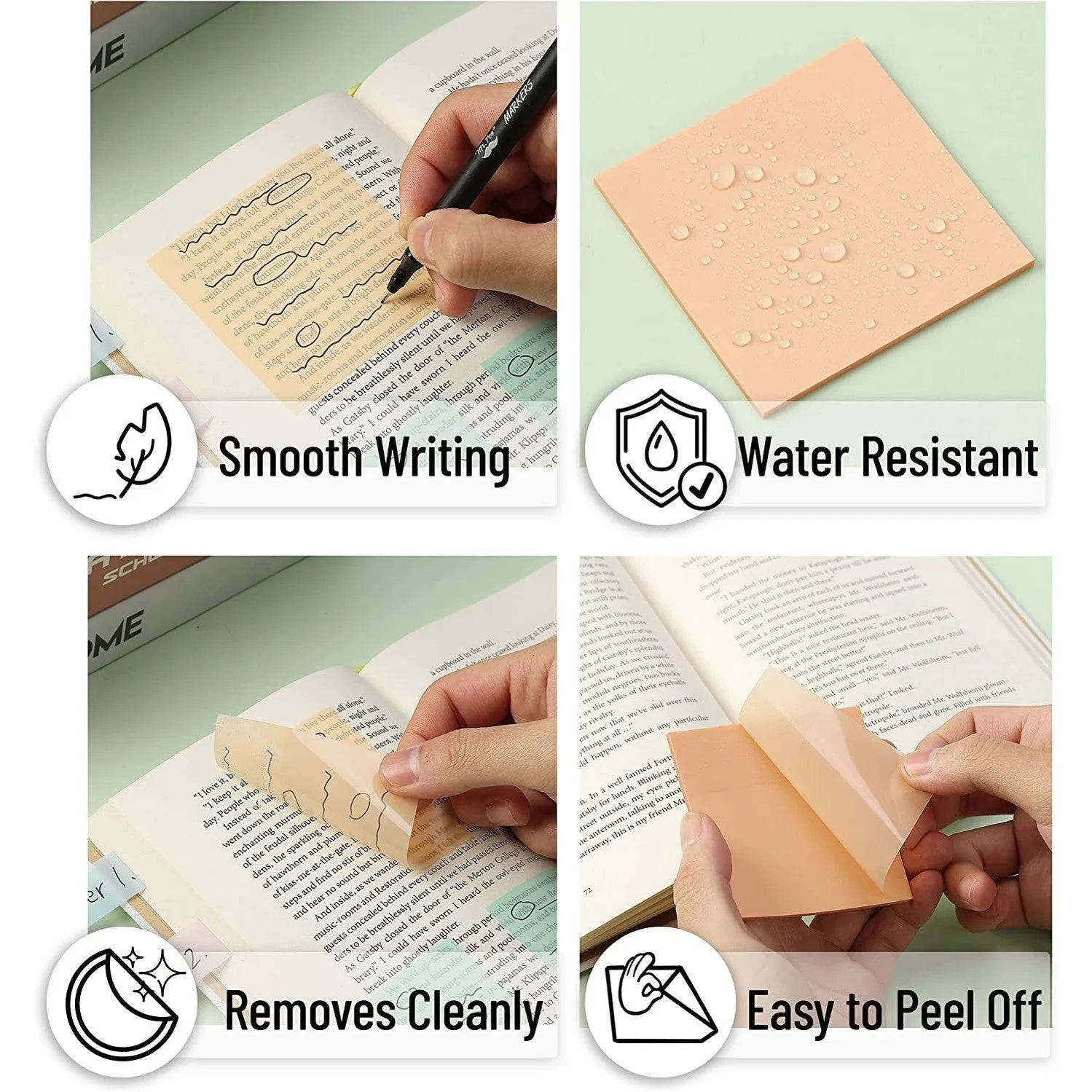 Transparent Sticky Notes with Pen, 200 Pastel Sheets for Bible Journaling, Study & Books