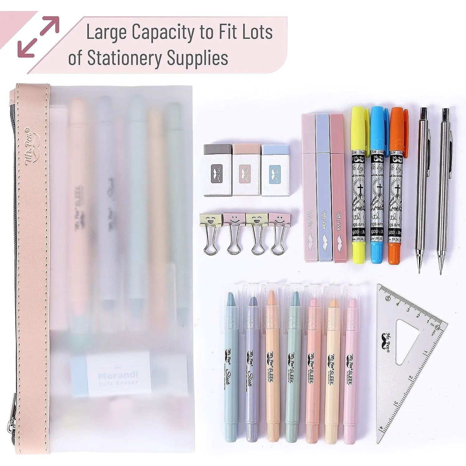 Clear Pencil Pouches (3-Pack) - Transparent TPU Zipper Bags for School, Travel & Makeup