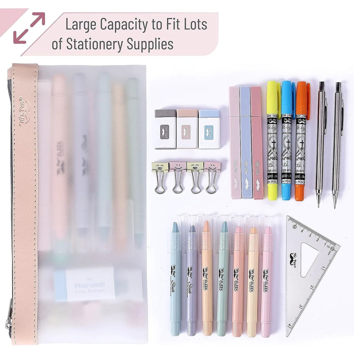 Clear Pencil Pouches (3-Pack) - Transparent TPU Zipper Bags for School, Travel & Makeup