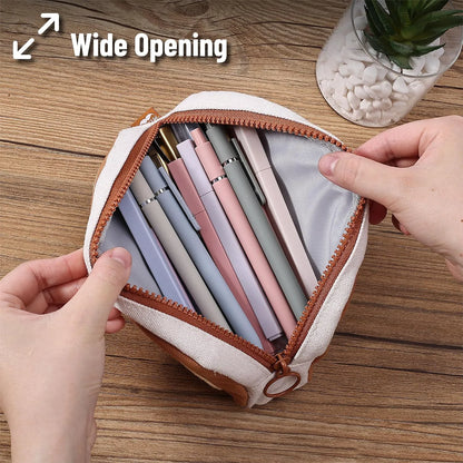 Large Boho Pencil Pouch with Rainbow Canvas and Zipper for School and College