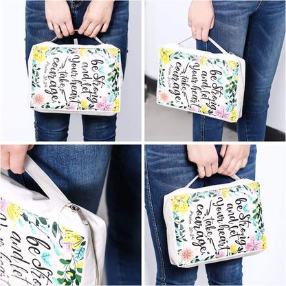 Bible Cover & Case for Women – Durable Canvas Bible Bag with Handle, Fits Standard Study Bibles