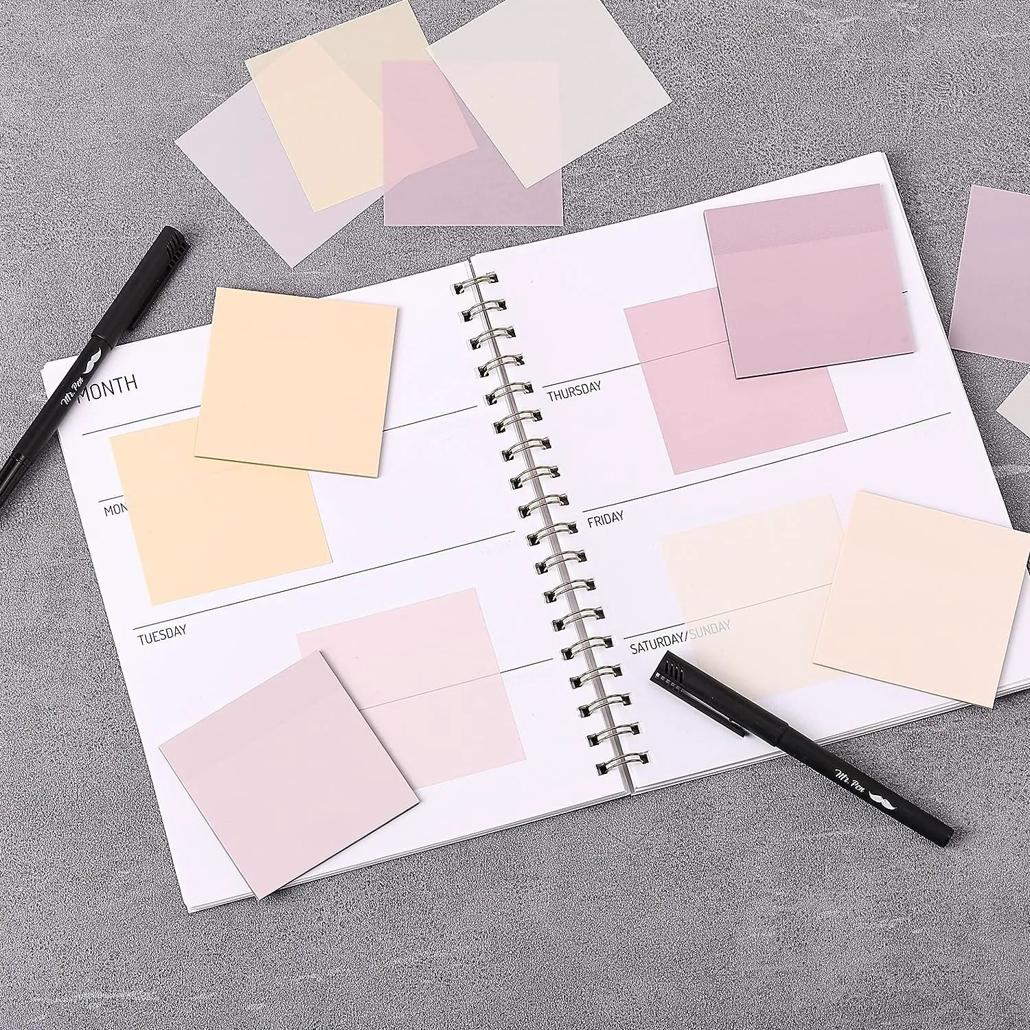 Transparent Sticky Notes 3x3 Inches, 200 Sheets, Pastel Colors, 4 Pads with Quick-Dry Pen