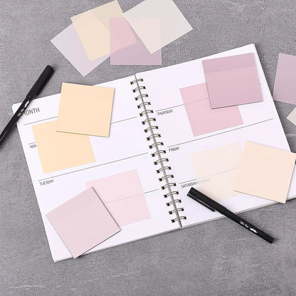 Transparent Sticky Notes 3x3 Inches, 200 Sheets, Pastel Colors, 4 Pads with Quick-Dry Pen