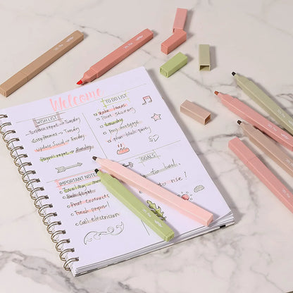 Boho Aesthetic Highlighters (8-Pack) with No-Bleed Ink & Chisel Tip