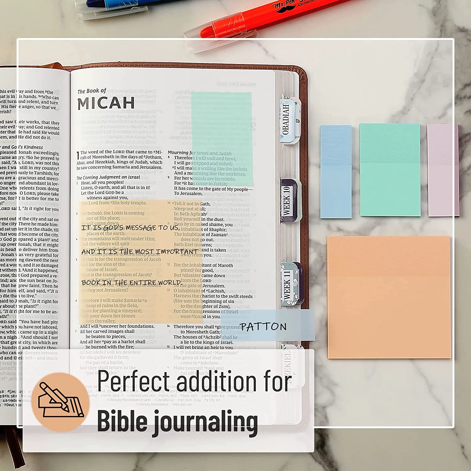 Transparent Sticky Notes with Pen, 200 Pastel Sheets for Bible Journaling, Study & Books
