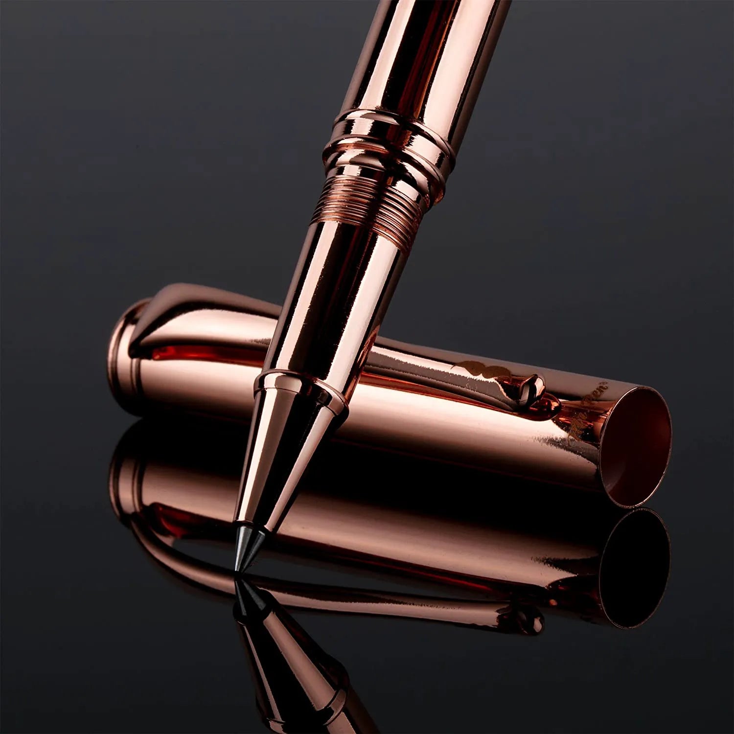 Luxury Rose Gold Executive Pen with Fine Point Black Ink and Extra Refill