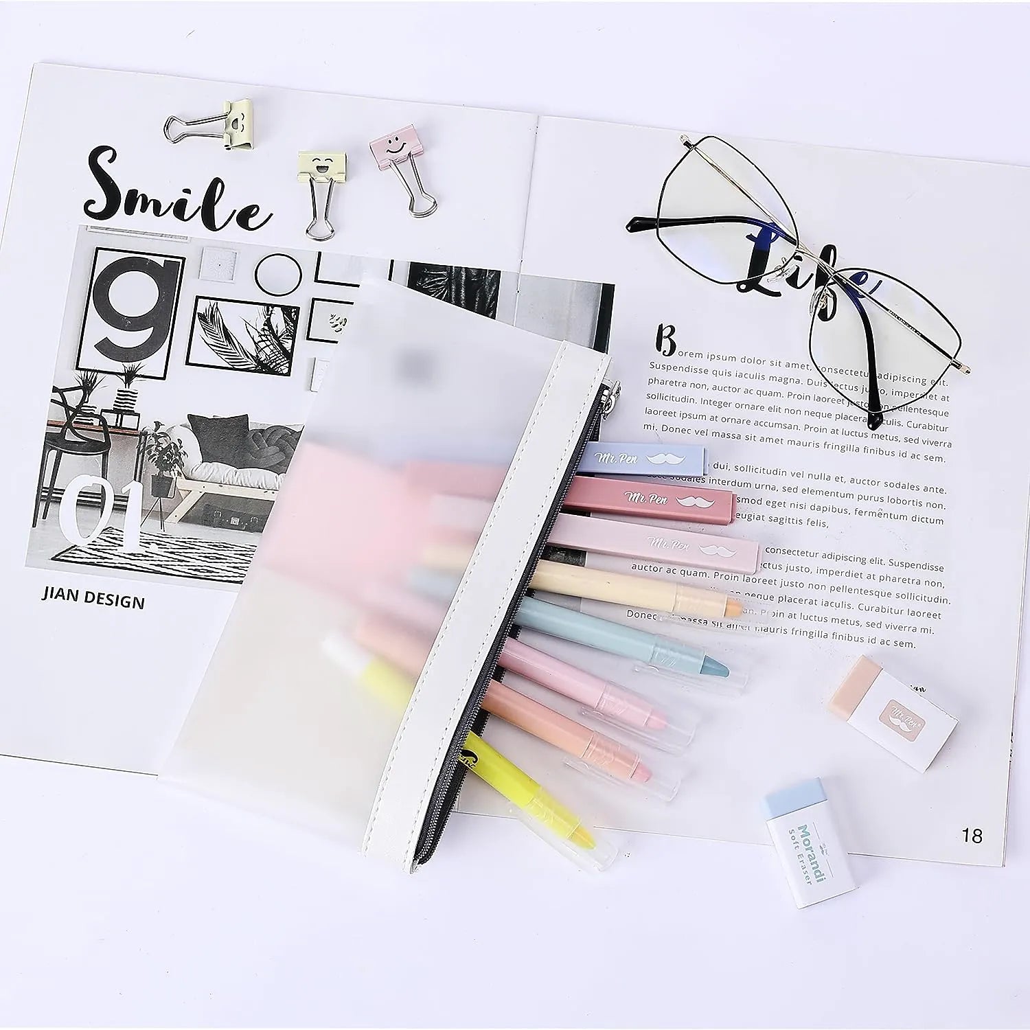 Clear Pencil Pouches (3-Pack) - Transparent TPU Zipper Bags for School, Travel & Makeup