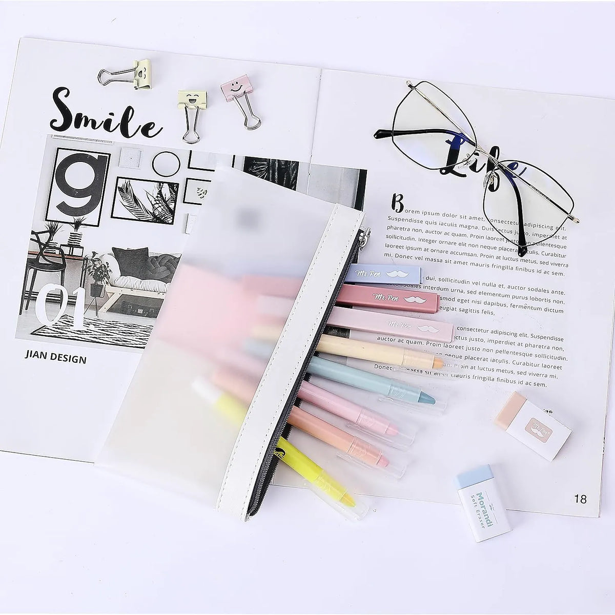 Clear Pencil Pouches (3-Pack) - Transparent TPU Zipper Bags for School, Travel & Makeup