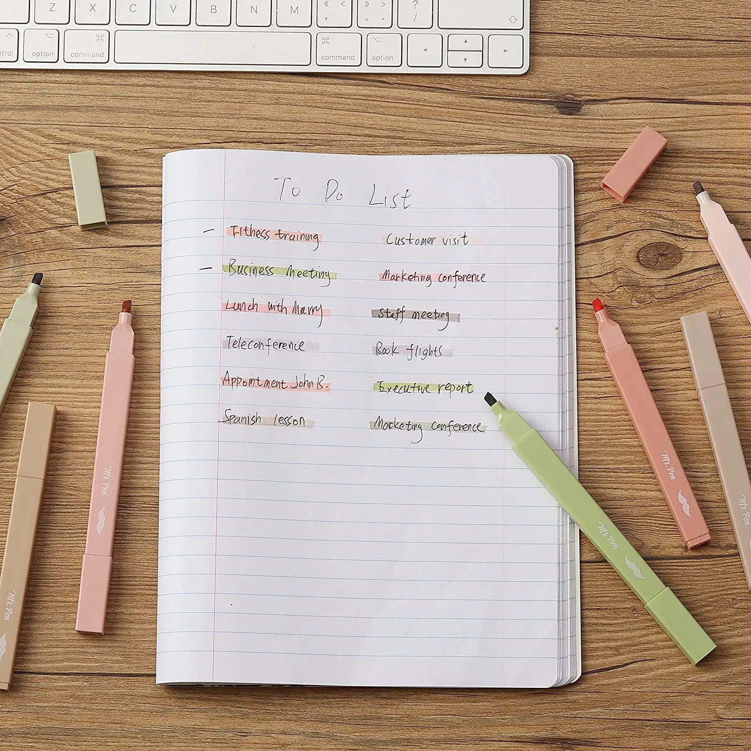 Boho Aesthetic Highlighters (8-Pack) with No-Bleed Ink & Chisel Tip
