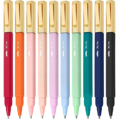 Aesthetic Pens 10 Pack - Assorted Colors, Fast-Dry, No Smear, No Bleed Through, Fine Point Ballpoint Pens for Note Taking
