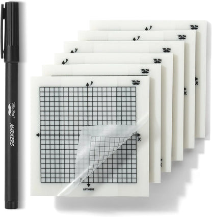 Transparent Graph Paper Sticky Notes 3x3 with Fineliner - 300 Sheets