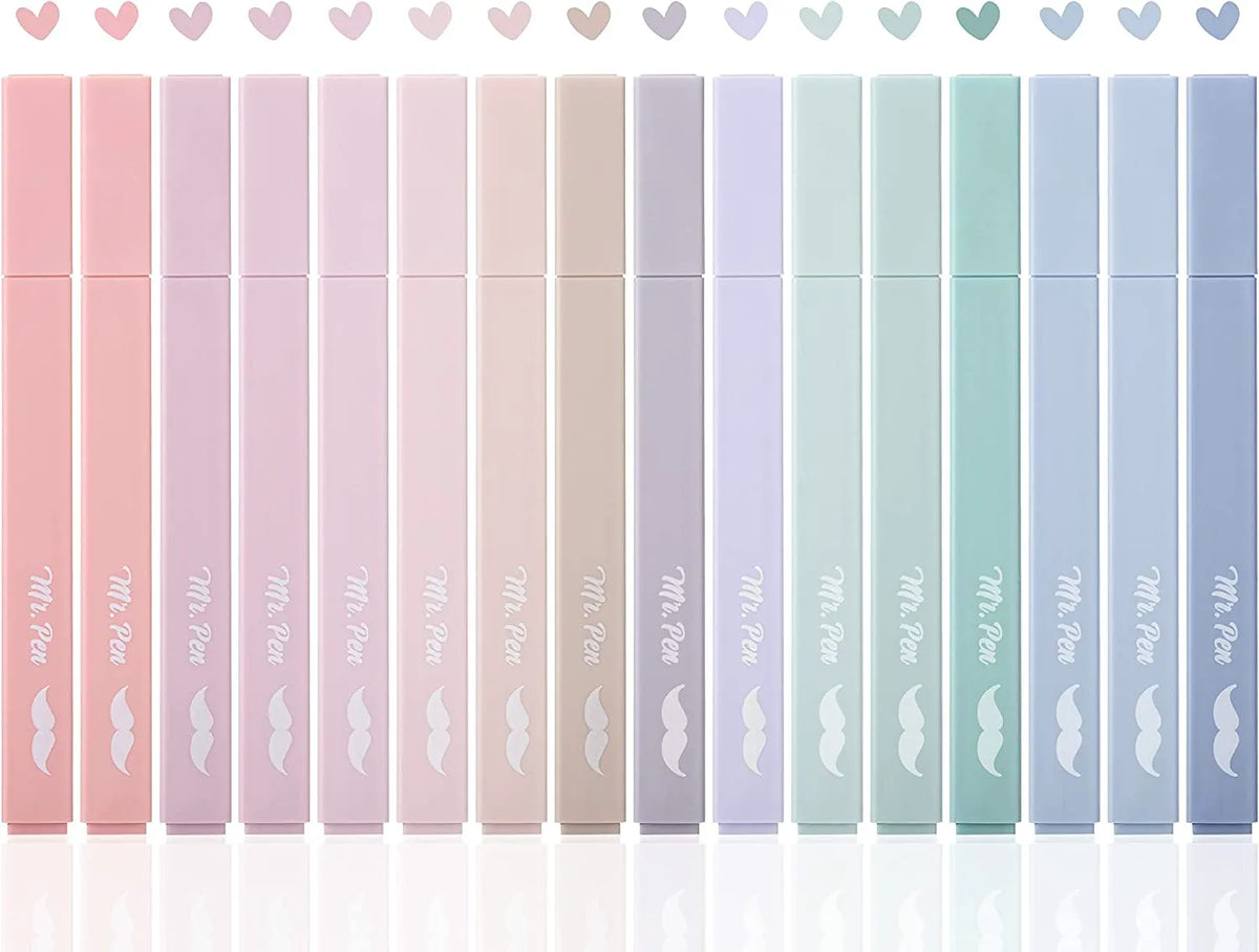 Aesthetic Pastel Highlighters, 16-Pack, Chisel Tip, Morandi Colors, No-Bleed Bible Markers, Assorted Cute Shades