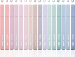 Aesthetic Pastel Highlighters, 16-Pack, Chisel Tip, Morandi Colors, No-Bleed Bible Markers, Assorted Cute Shades