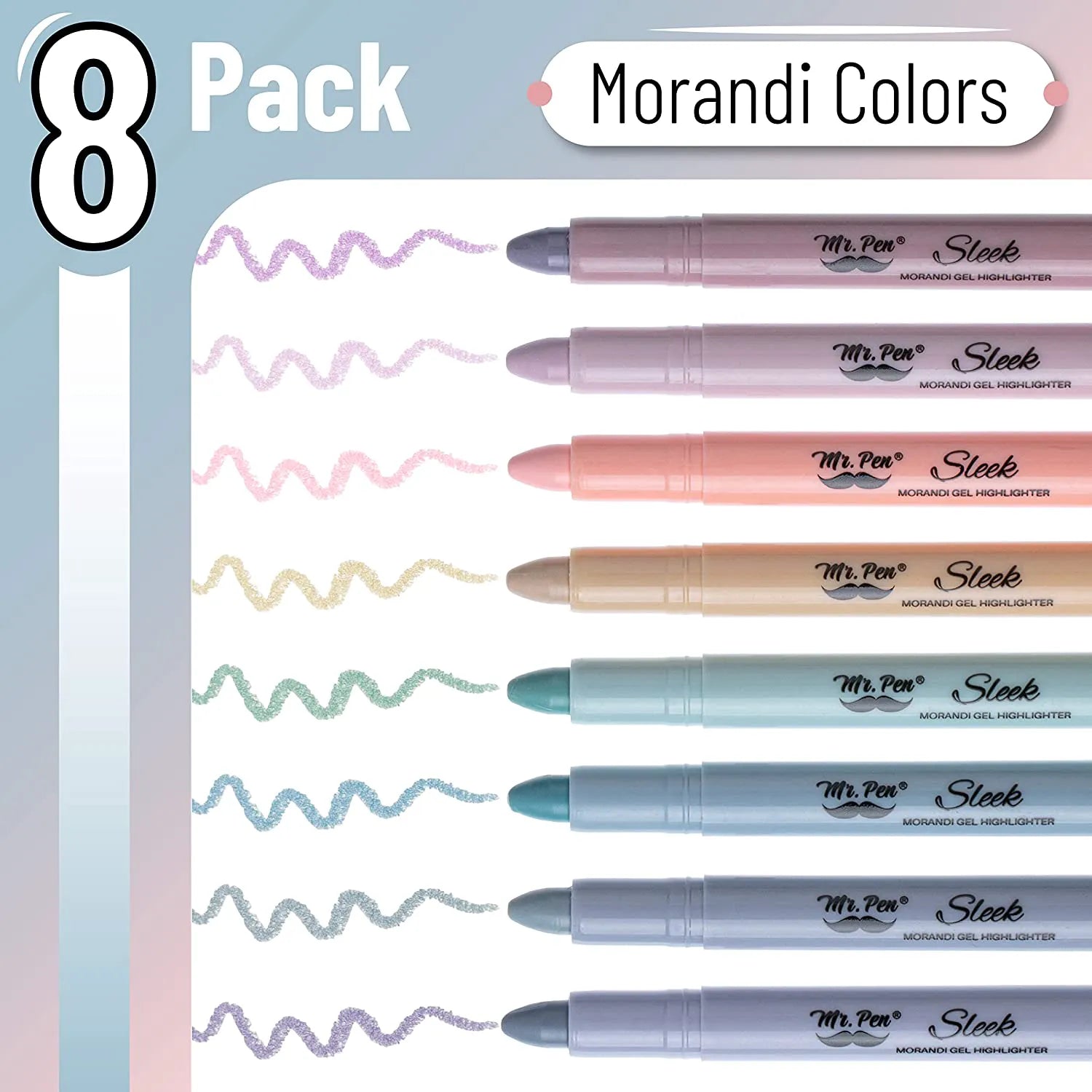 Gel Highlighters, 8 Pack, No-Bleed, Twist-Up Design, Sharpenable Tips, Smooth Glide, Perfect for Bible Pages