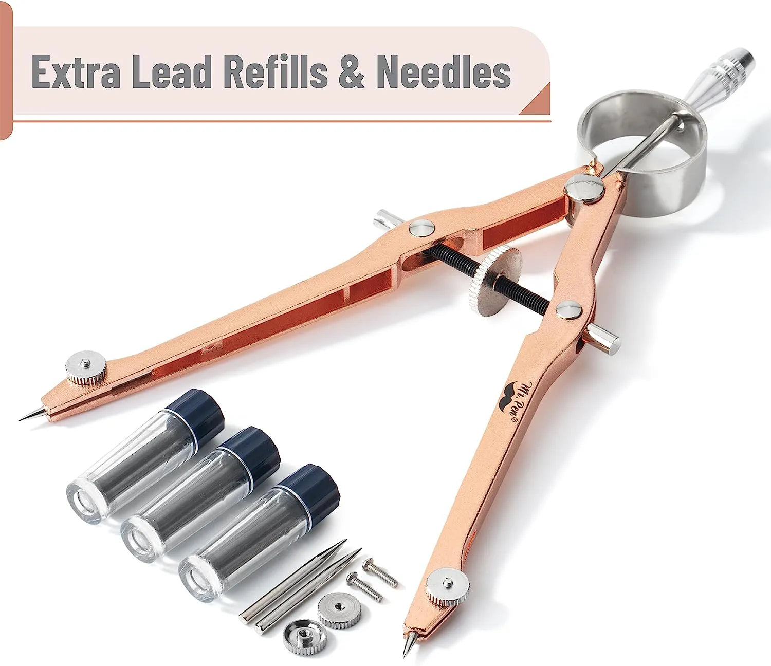 Rose Gold Bow Compass with Lock and Leads Set
