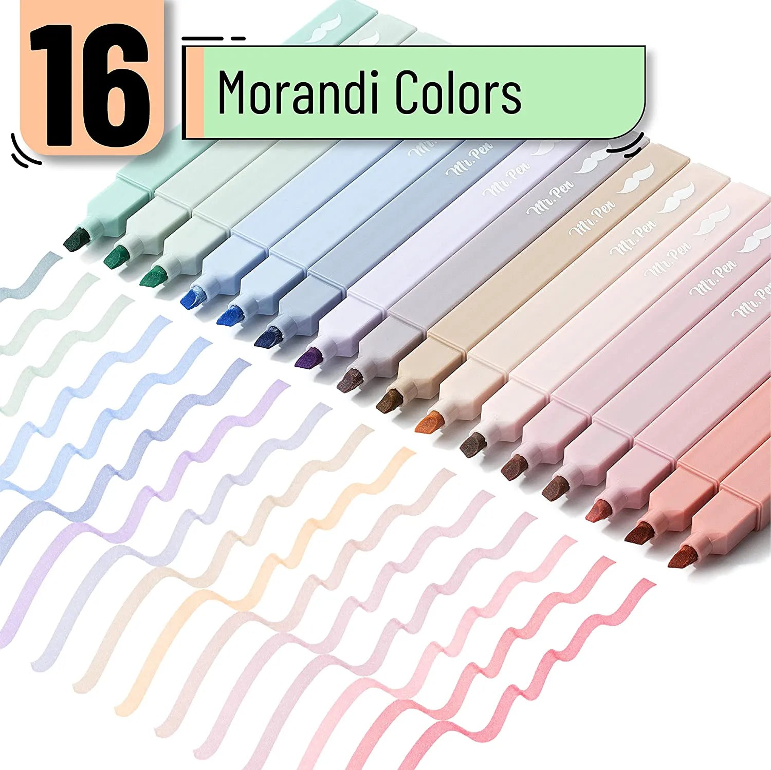 Aesthetic Highlighters, Chisel Tip, 16 Pack