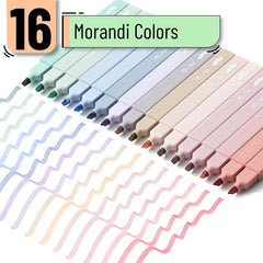 Aesthetic Pastel Highlighters, 16-Pack, Chisel Tip, Morandi Colors, No-Bleed Bible Markers, Assorted Cute Shades