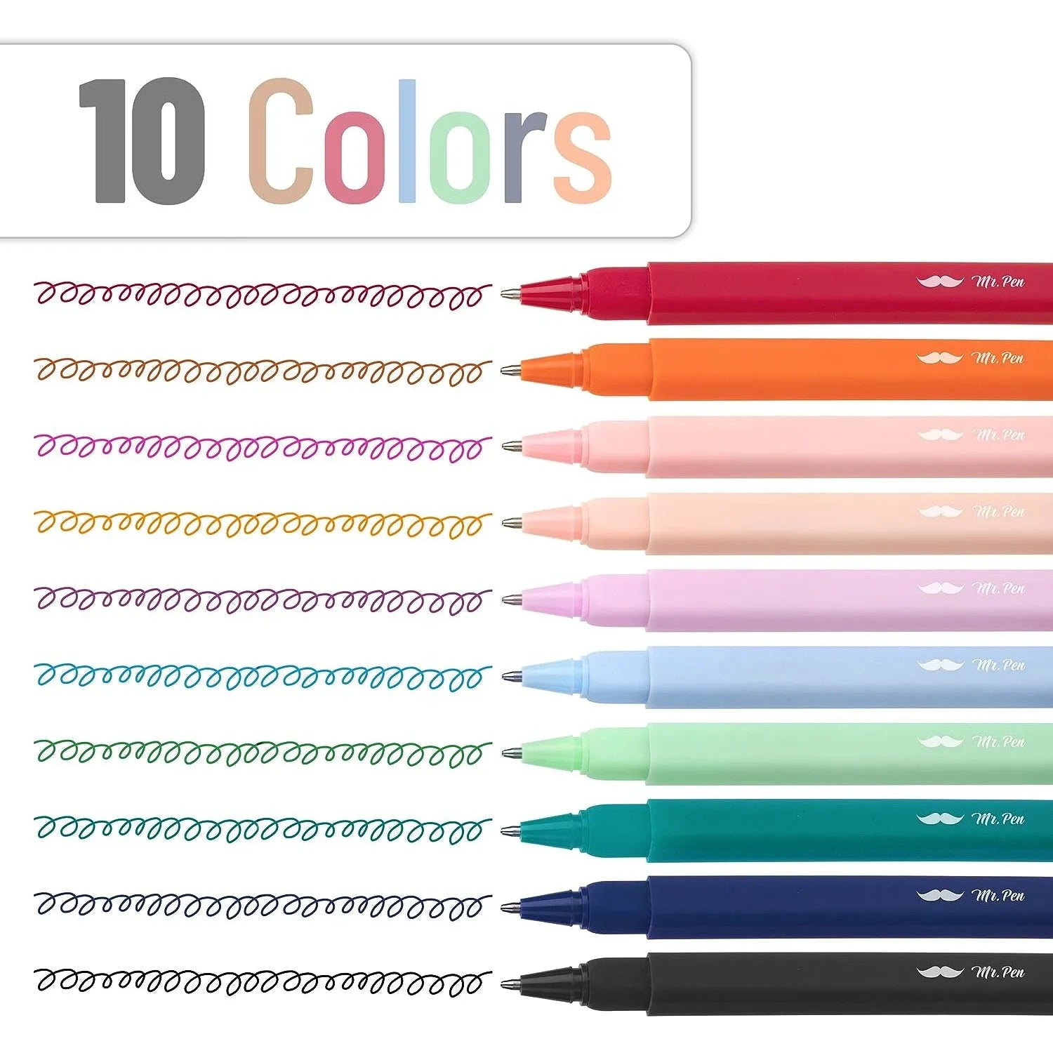 Aesthetic Pens 10 Pack - Assorted Colors, Fast-Dry, No Smear, No Bleed Through, Fine Point Ballpoint Pens for Note Taking