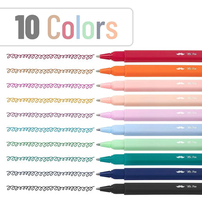 Aesthetic Pens 10 Pack - Assorted Colors, Fast-Dry, No Smear, No Bleed Through, Fine Point Ballpoint Pens for Note Taking
