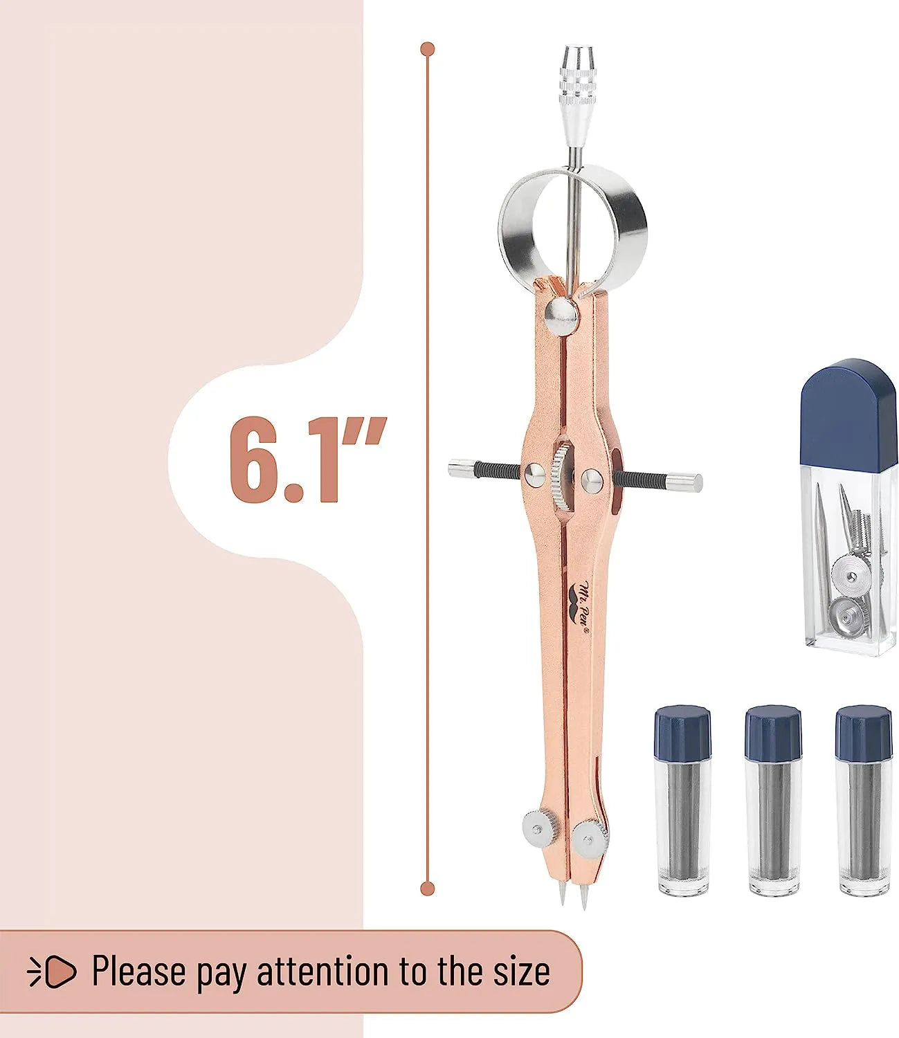 Rose Gold Bow Compass with Lock and Leads Set