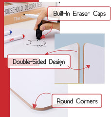 Kids Small Double-Sided Dry Erase Board with 3 Markers