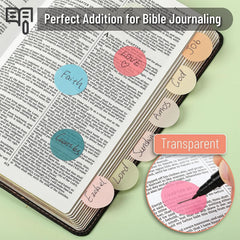 560 Pcs Transparent Sticky Notes, Pastel Colors, See-Through Round Tabs for Bible & Study