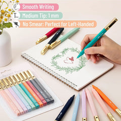 Aesthetic Pens 10 Pack - Assorted Colors, Fast-Dry, No Smear, No Bleed Through, Fine Point Ballpoint Pens for Note Taking