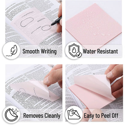 Pastel Transparent Sticky Notes Set (200 Sheets) with Fine-Tip Pen – Ideal for Bible Study, Planner Tabs & Book Annotations
