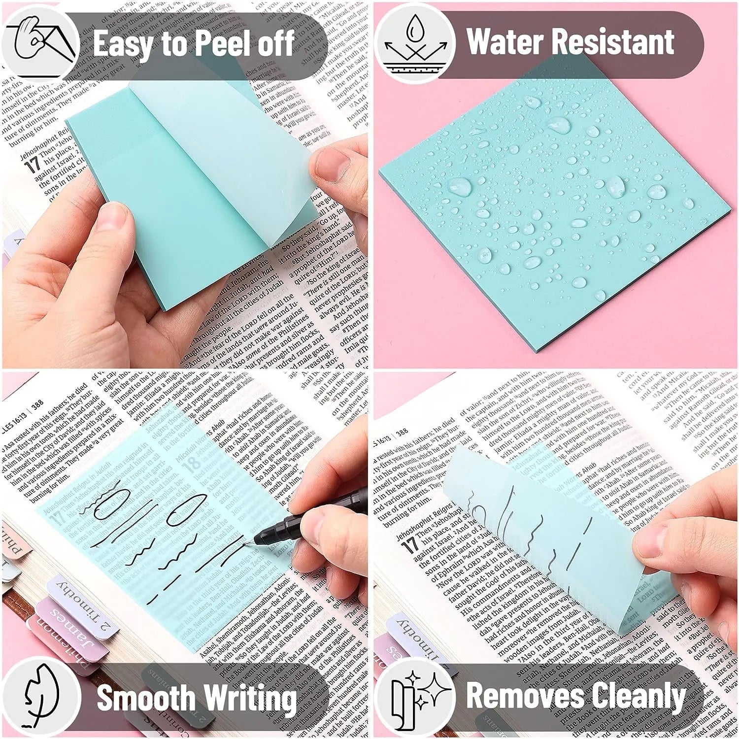 Pastel Transparent Sticky Notes 3x3