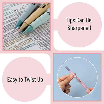 Gel Highlighters, 8 Pack, No-Bleed, Twist-Up Design, Sharpenable Tips, Smooth Glide, Perfect for Bible Pages