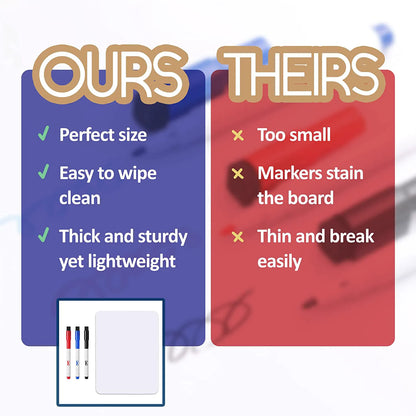 Kids Small Double-Sided Dry Erase Board with 3 Markers
