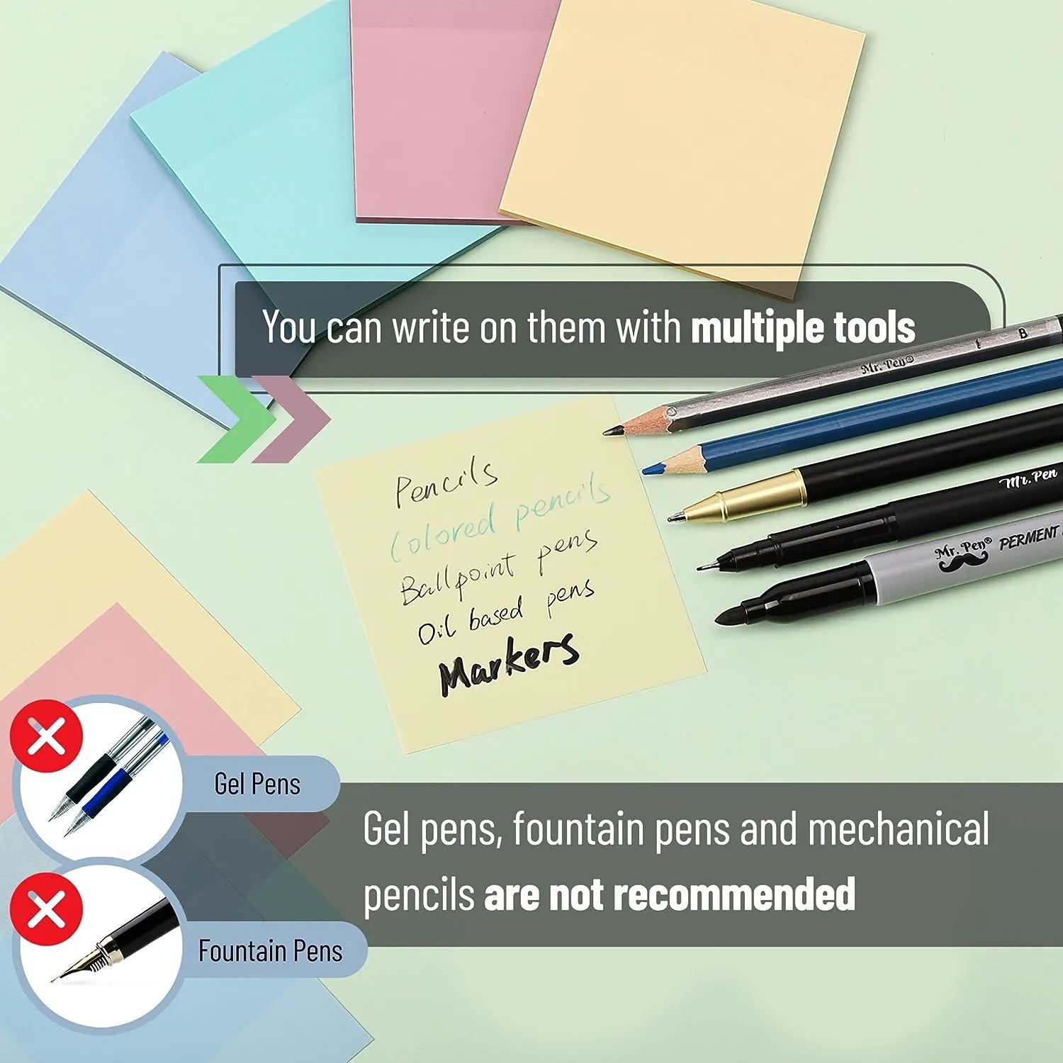 Transparent Sticky Notes 3x3 Inches, 200 Sheets, Morandi Colors, 4 Pads with Quick-Dry Pen