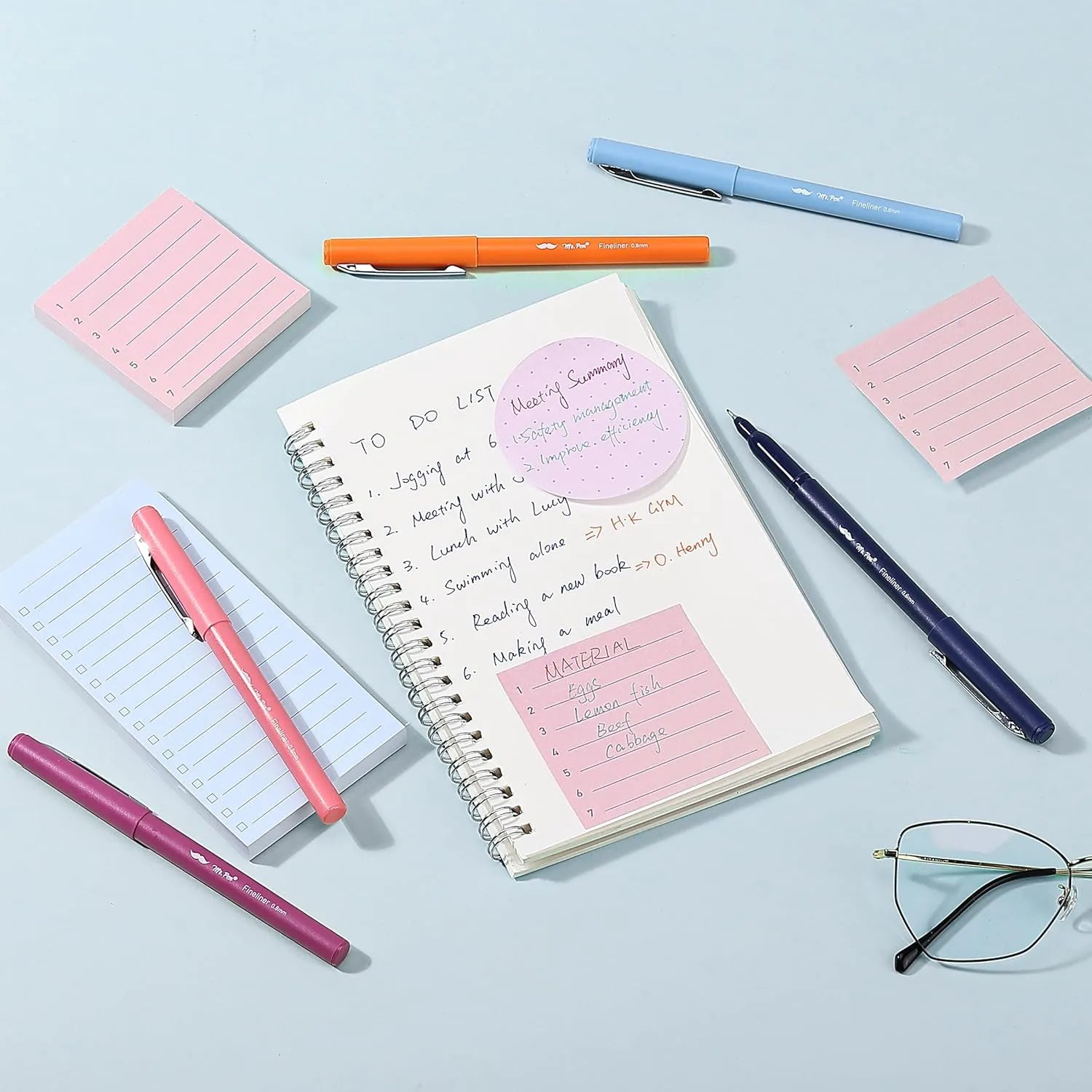 Pastel Sticky Notes & Pens Gift Set (305 pcs) for Teachers