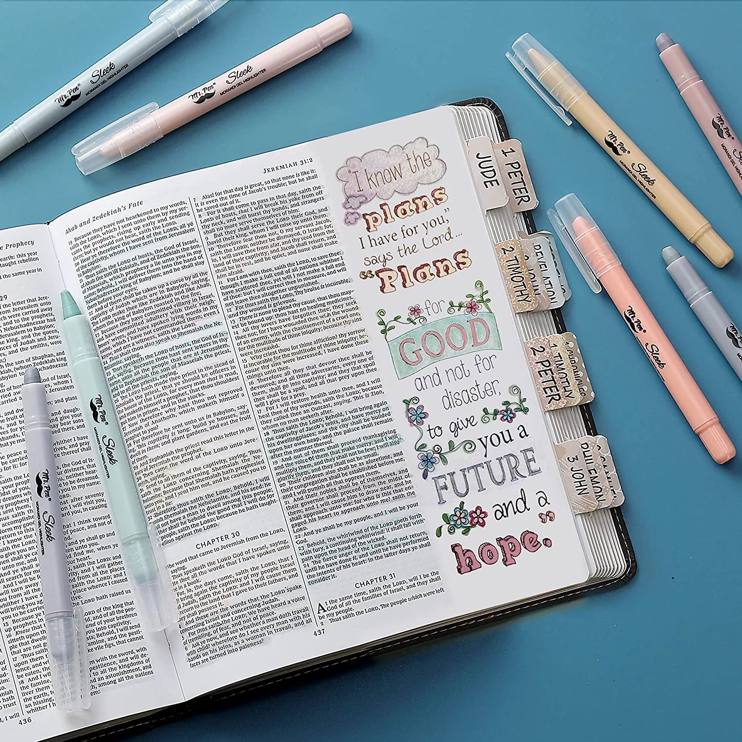 Gel Highlighters, 8 Pack, No-Bleed, Twist-Up Design, Sharpenable Tips, Smooth Glide, Perfect for Bible Pages