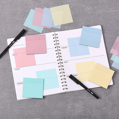 Transparent Sticky Notes 3x3 Inches, 200 Sheets, Morandi Colors, 4 Pads with Quick-Dry Pen