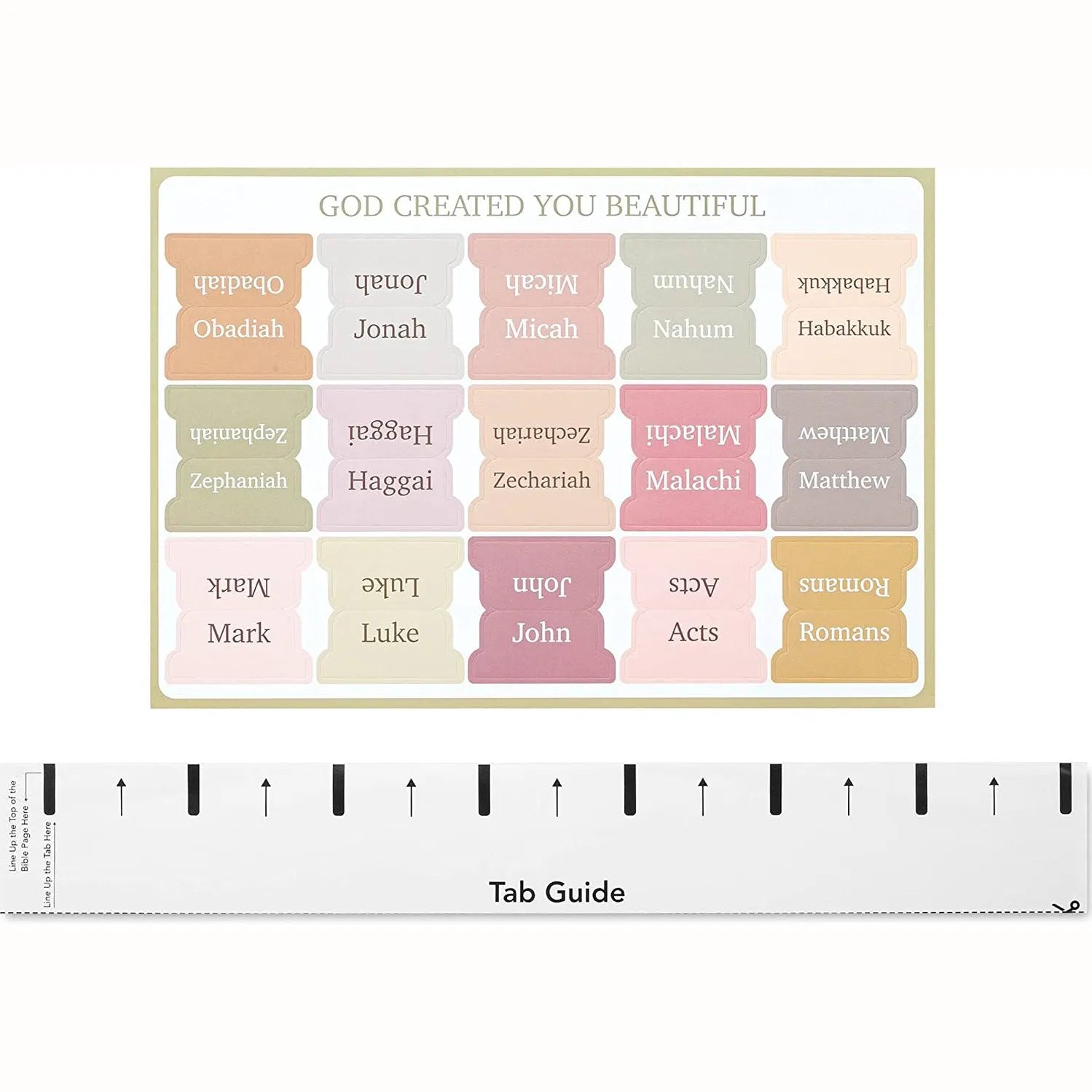 Bible Tabs - 75 Boho Themed Laminated Tabs for Old & New Testament, Easy Apply Journal Tabs