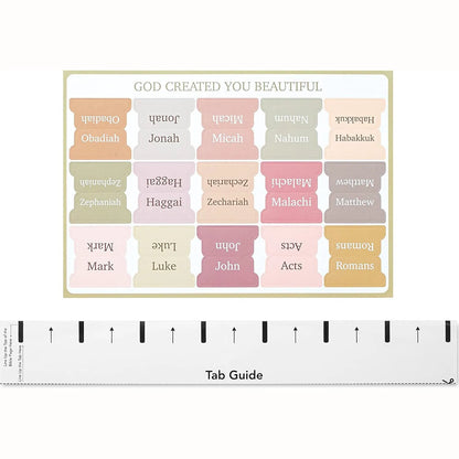 Bible Tabs - 75 Boho Themed Laminated Tabs for Old & New Testament, Easy Apply Journal Tabs