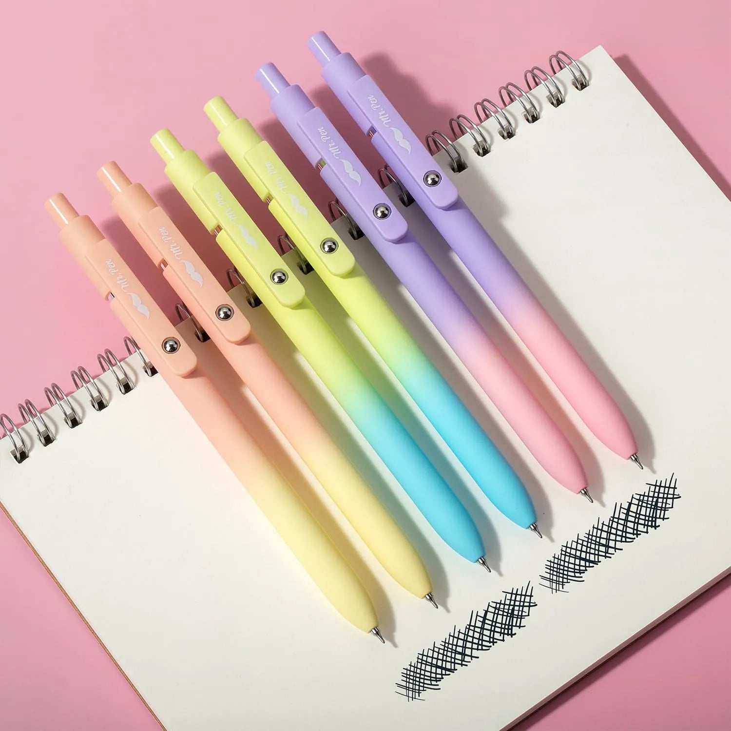 Customizable Retractable Gel Pens with Morandi & Gradient Barrels, Fine Point 0.5mm Black Ink