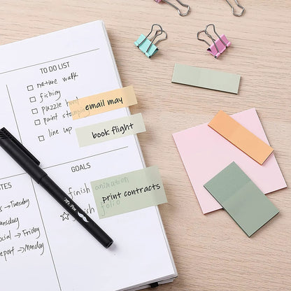 Pastel Transparent Sticky Notes Set (200 Sheets) with Fine-Tip Pen – Ideal for Bible Study, Planner Tabs & Book Annotations
