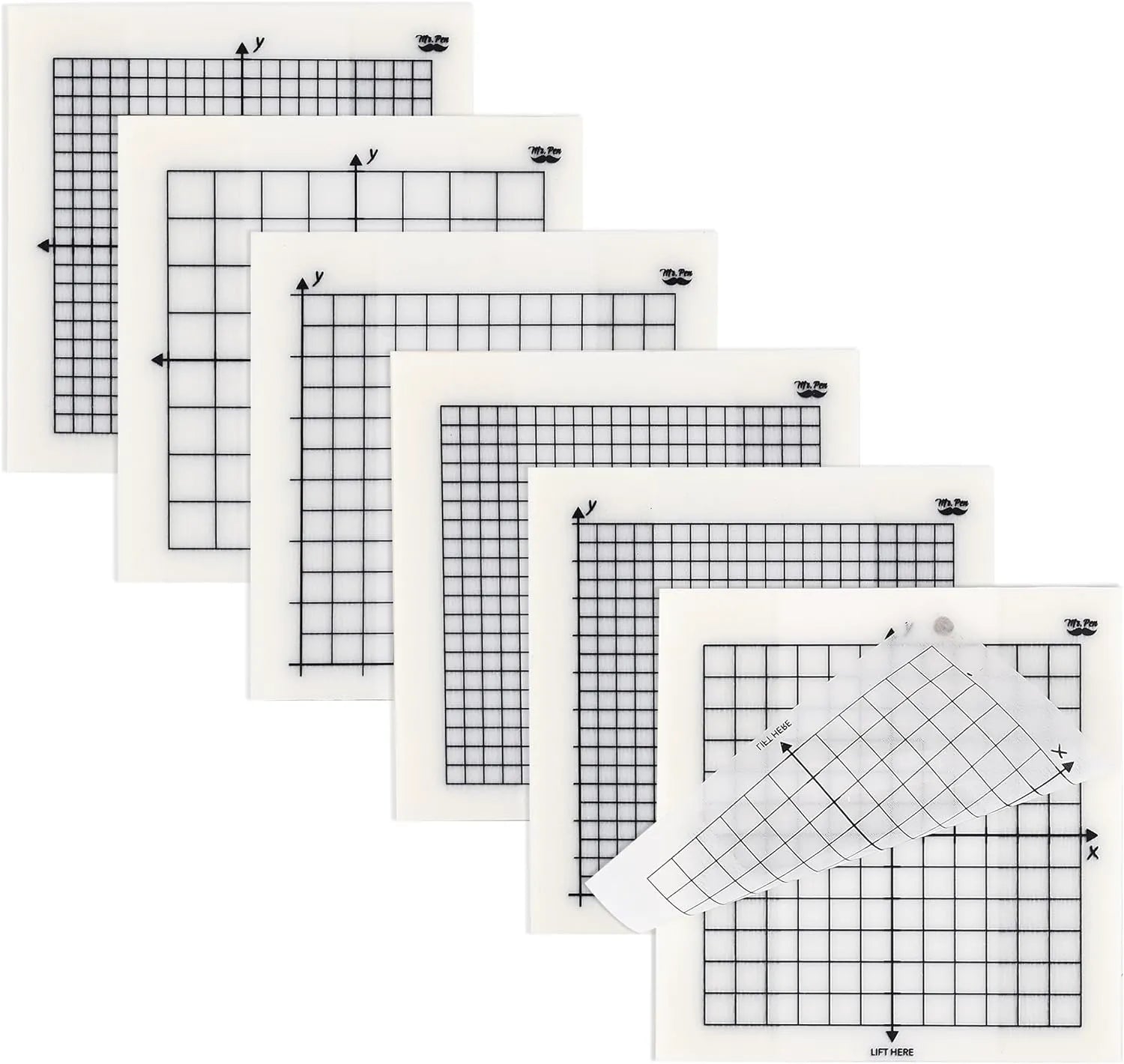 Transparent Graph Paper Sticky Notes 3x3 with Fineliner - 300 Sheets
