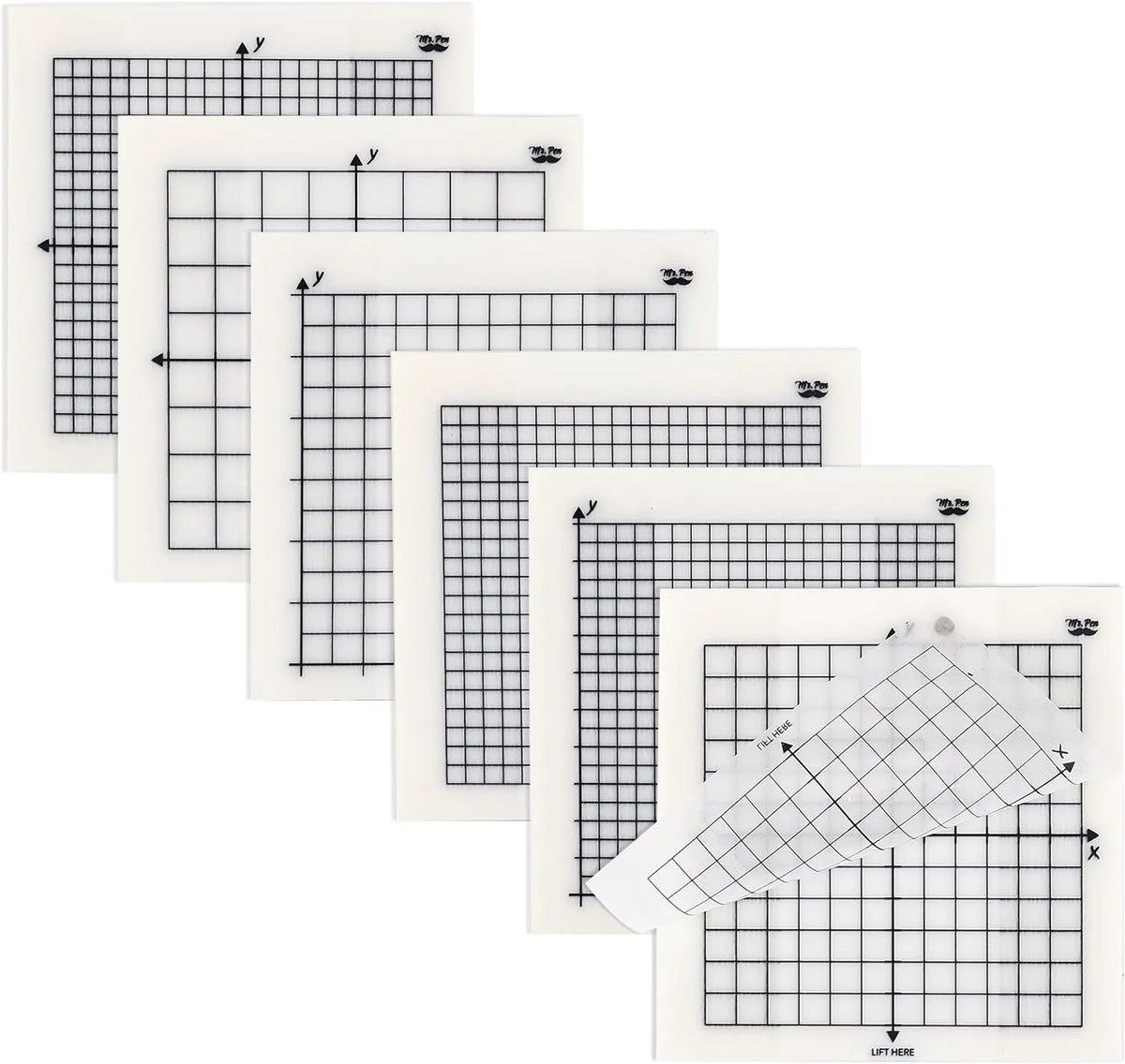Transparent Graph Paper Sticky Notes 3x3 with Fineliner - 300 Sheets