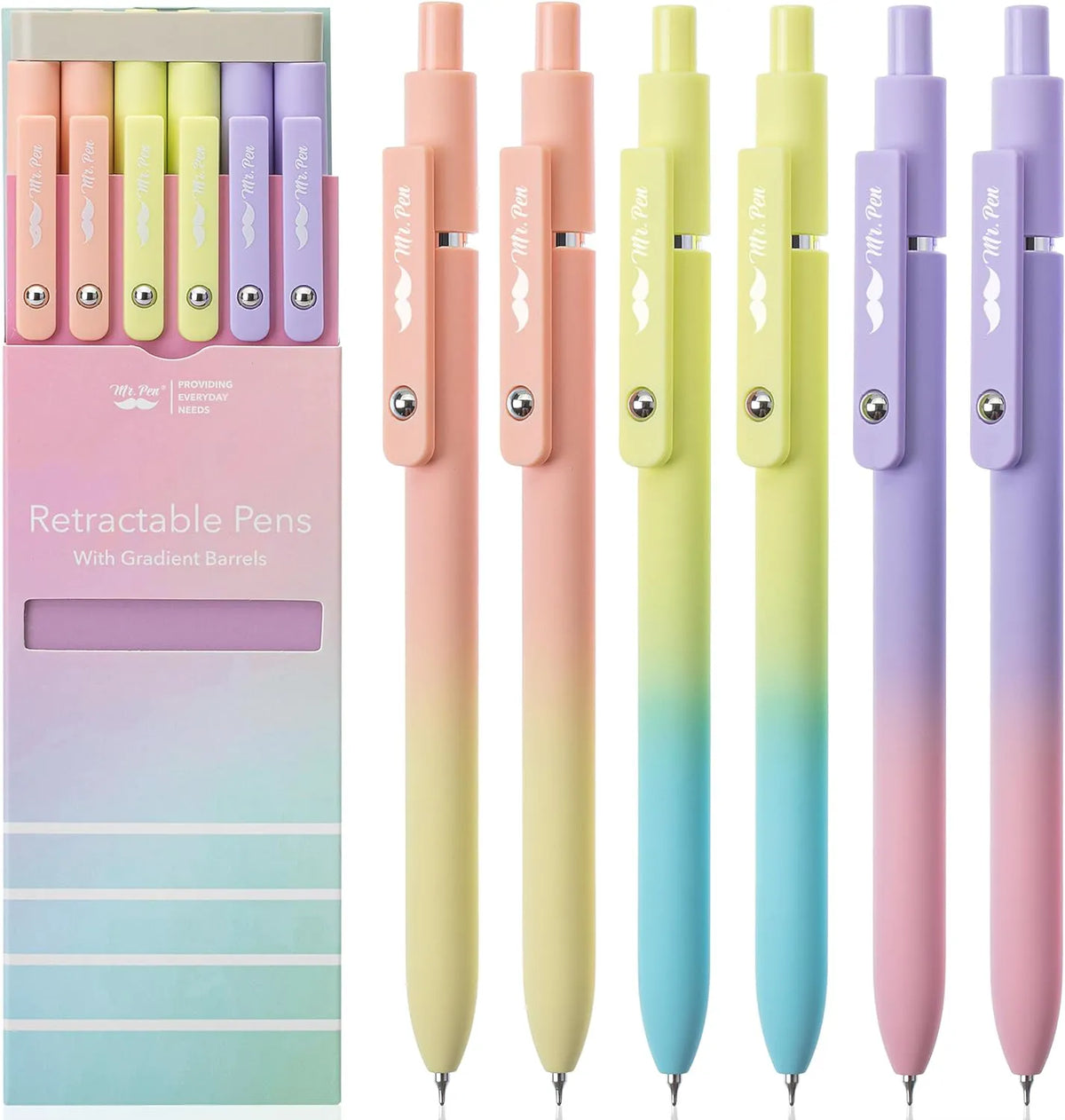 Customizable Retractable Gel Pens with Morandi & Gradient Barrels, Fine Point 0.5mm Black Ink
